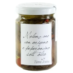 Nonno Andrea - Marinated Eggplants with Chili Pepper and Oregano - Marinated Vegetables Organic - 140 g - Avvenice