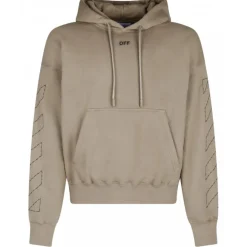Off-White - Beige and Black Cotton Stitch Skate Hoodie - Exclusive Luxury Collection - Avvenice