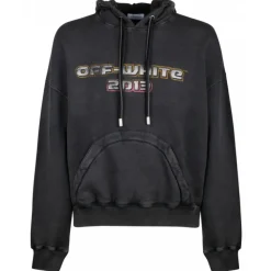 Off-White - Black and Multicolour Cotton Digit Bacchus Hoodie - Exclusive Luxury Collection - Avvenice