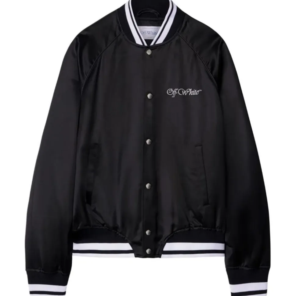 Off-White - Black College Sateen Souvenir Jacket - Exclusive Luxury Collection - Avvenice