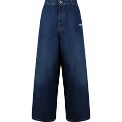 Off-White - Blue Logo Embroidered Jeans - Exclusive Luxury Collection - Avvenice