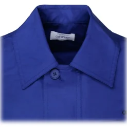 Off-White - Cobalt Blue Cotton Embroidered Logo Shirt - Exclusive Luxury Collection - Avvenice
