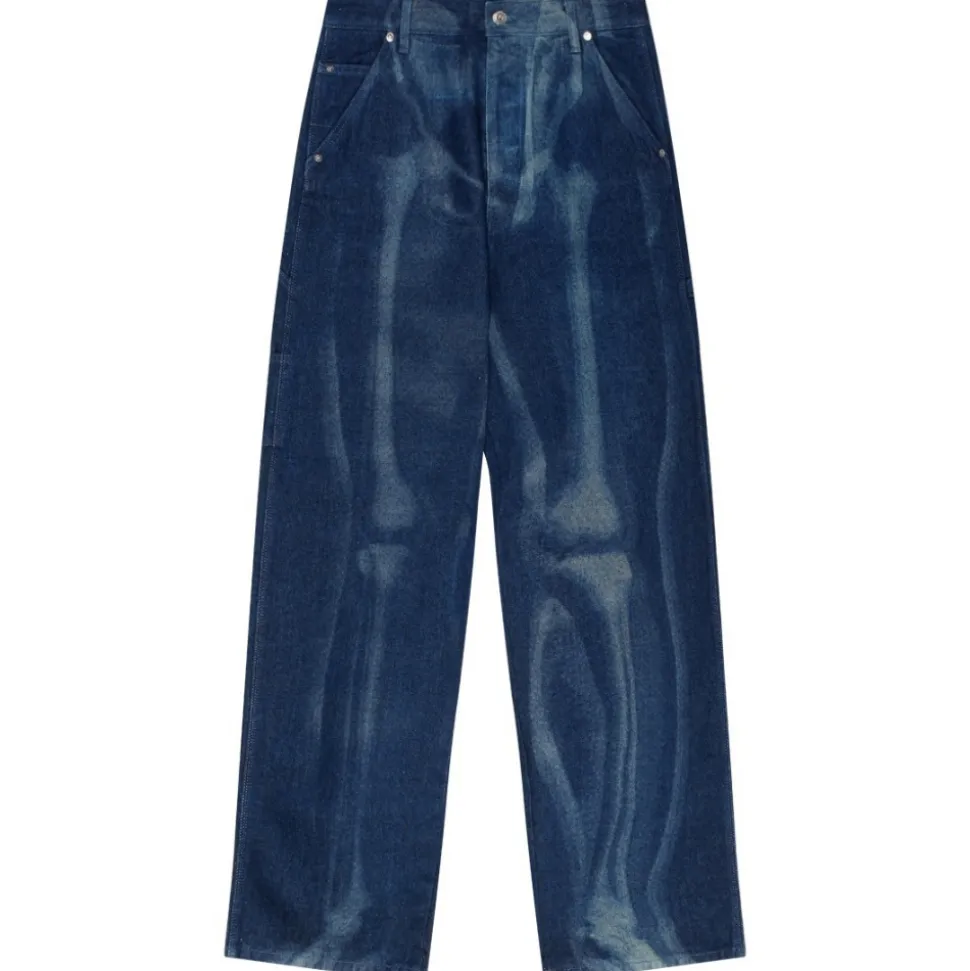 Off-White - Indigo Blue Cotton Skeleton Print Jeans - Exclusive Luxury Collection - Avvenice