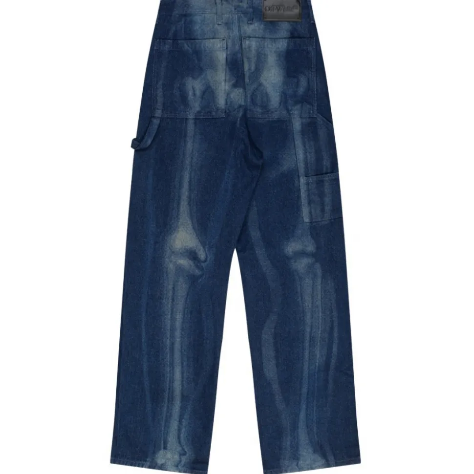 Off-White - Indigo Blue Cotton Skeleton Print Jeans - Exclusive Luxury Collection - Avvenice