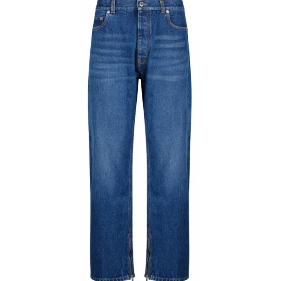 Off-White - Indigo Blue Cotton Straight Leg Jeans - Exclusive Luxury Collection - Avvenice