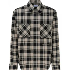 Off-White - Light Beige and Black Cotton Check Print Flannel Shirt - Exclusive Luxury Collection - Avvenice