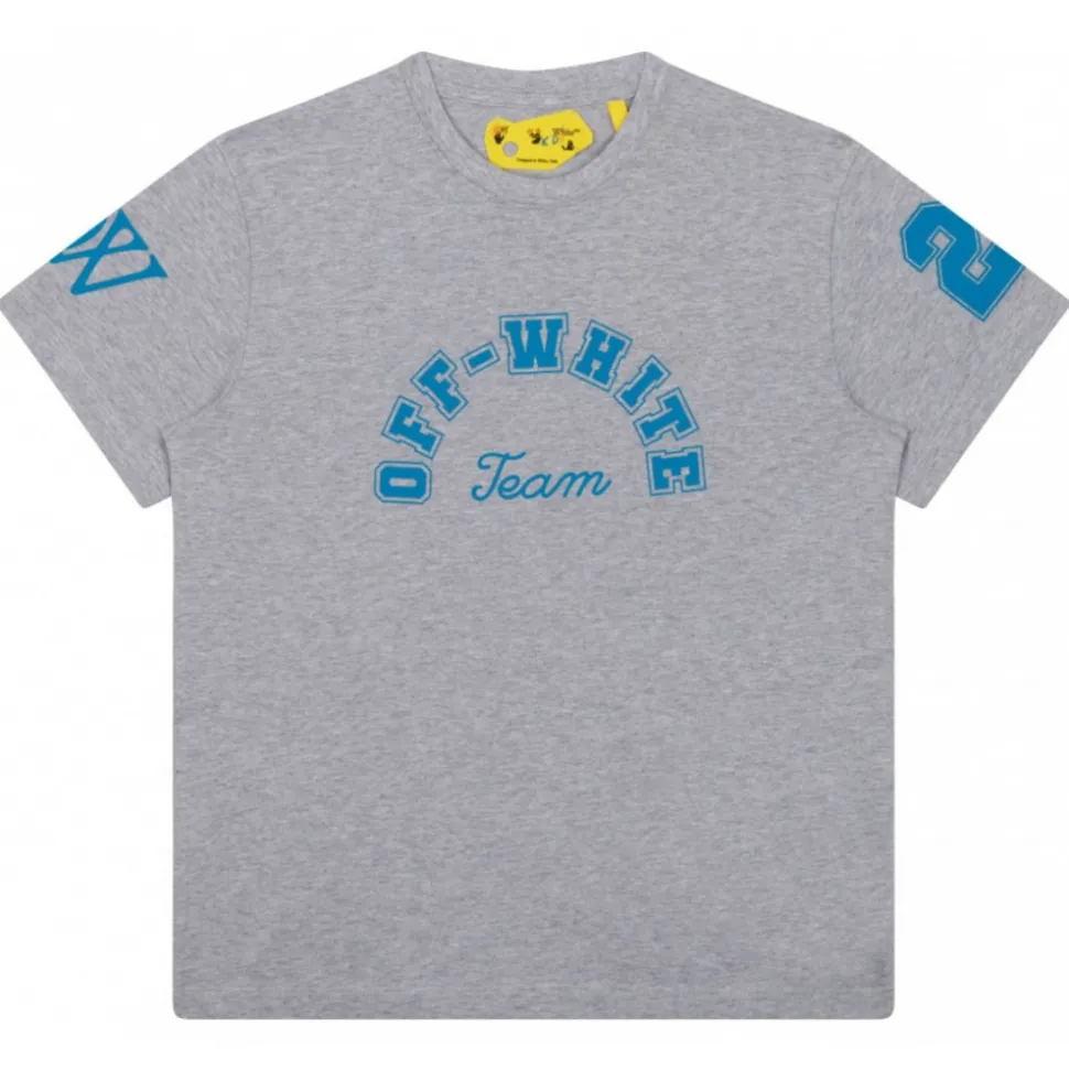 Off-White - Melange Grey and Blue T-Shirt - Exclusive Luxury Collection - Avvenice