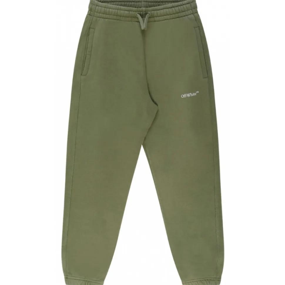 Off-White - Military Green and White Cotton Bookish Track Pants - Exclusive Luxury Collection - Avvenice