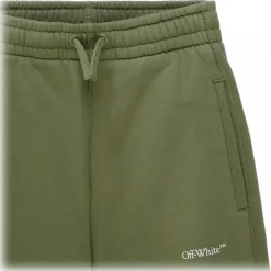 Off-White - Military Green and White Cotton Bookish Track Pants - Exclusive Luxury Collection - Avvenice