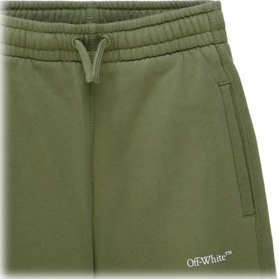 Off-White - Military Green and White Cotton Bookish Track Pants - Exclusive Luxury Collection - Avvenice