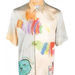 Off-White - Multicolour Satin Finish Cartoon Print Shirt - Exclusive Luxury Collection - Avvenice