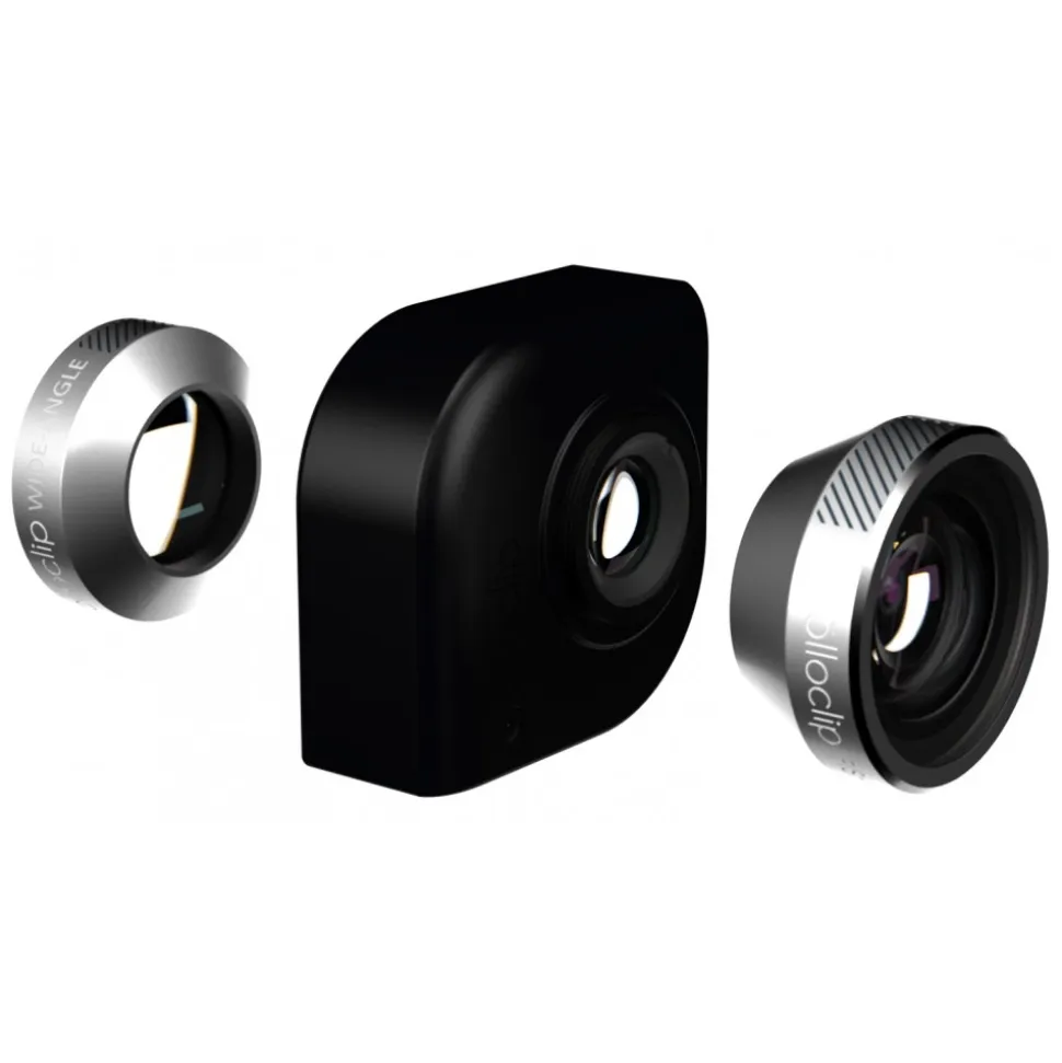olloclip - 4 in 1 Lens Set - Silver / Black Clip - iPad Air / iPad Air 2 / Mini / Mini 2 / 3 / 4 - Fisheye Macro - Lens Set - Avvenice