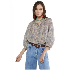 Ottod'Ame - Abstract Pattern Cotton Shirt - Beige/Blue - Shirt - Luxury Exclusive Collection - Avvenice