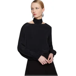 Ottod'Ame - Blouse with Neck Sash Detail - Black - Shirt - Luxury Exclusive Collection - Avvenice