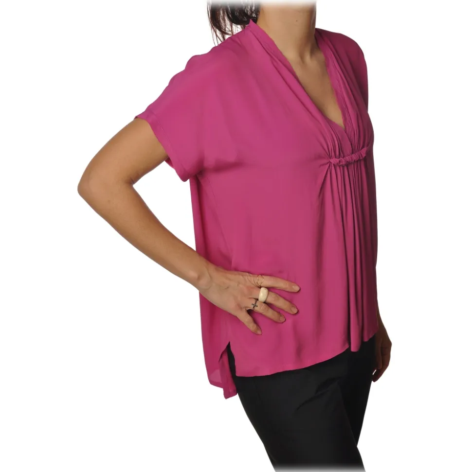 Ottod'Ame - Blouse with Ruffle Detail - Fuxia - Top - Luxury Exclusive Collection - Avvenice