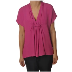 Ottod'Ame - Blouse with Ruffle Detail - Fuxia - Top - Luxury Exclusive Collection - Avvenice