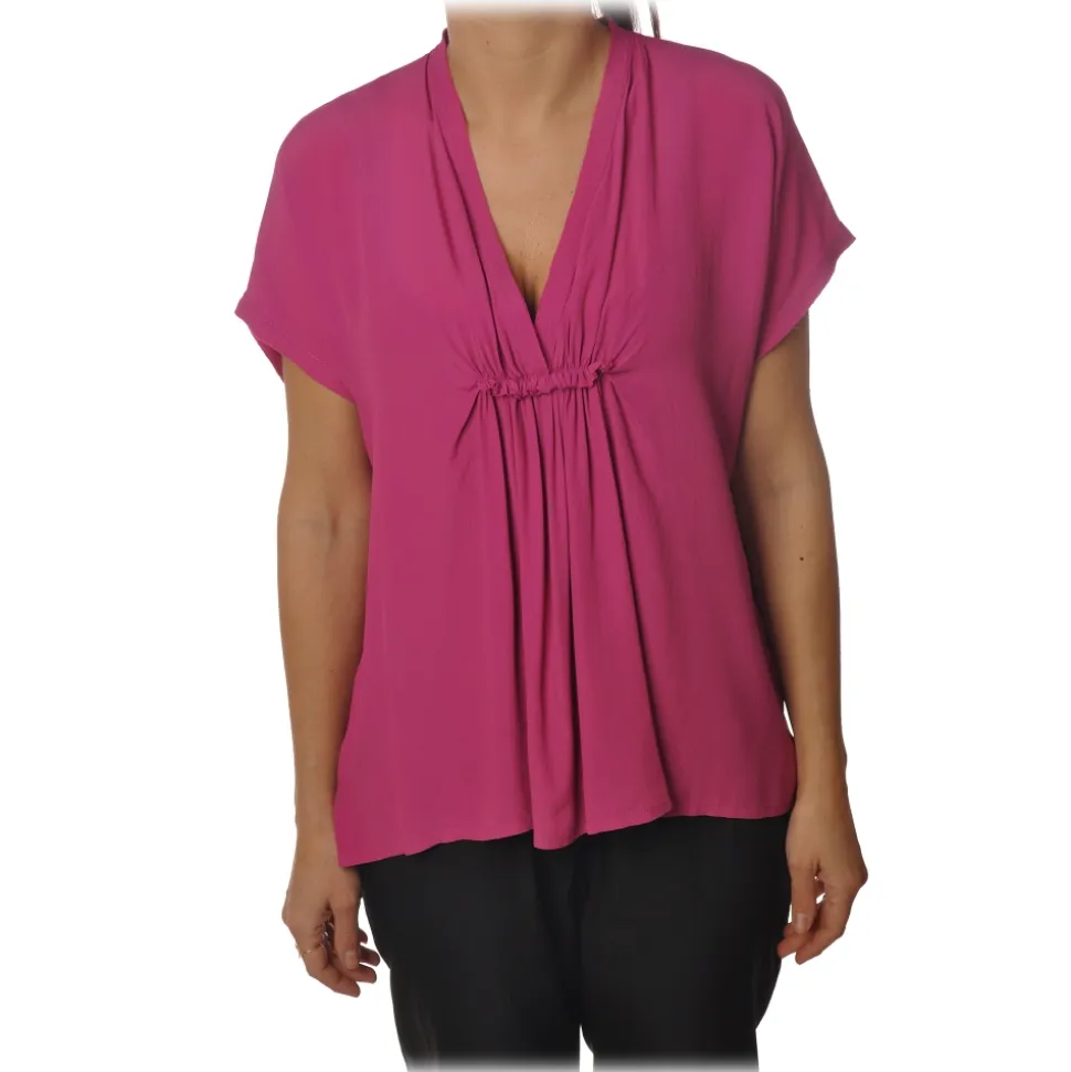 Ottod'Ame - Blouse with Ruffle Detail - Fuxia - Top - Luxury Exclusive Collection - Avvenice