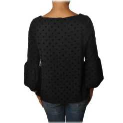 Ottod'Ame - Blouse with Velvet Polka Dot - Black - Shirt - Luxury Exclusive Collection - Avvenice