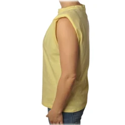 Ottod'Ame - Cotton T-Shirt with Shoulder Straps - Yellow - T-Shirt - Luxury Exclusive Collection - Avvenice