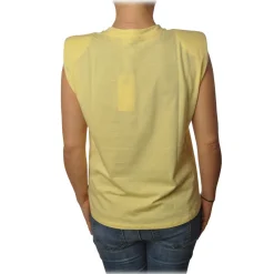 Ottod'Ame - Cotton T-Shirt with Shoulder Straps - Yellow - T-Shirt - Luxury Exclusive Collection - Avvenice