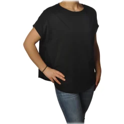 Ottod'Ame - Cotton T-Shirt with Short Sleeves - Black - T-Shirt - Luxury Exclusive Collection - Avvenice