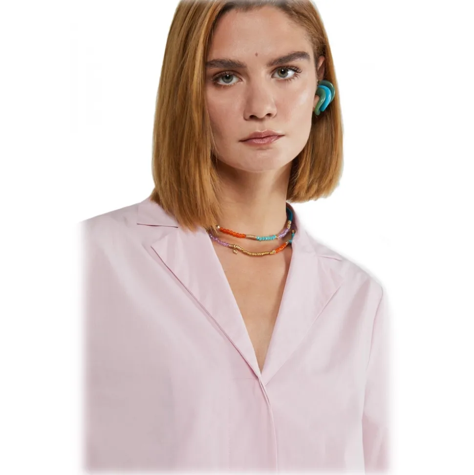Ottod'Ame - Cropped Shirt in Cotton Poplin - Pink - Shirt - Luxury Exclusive Collection - Avvenice