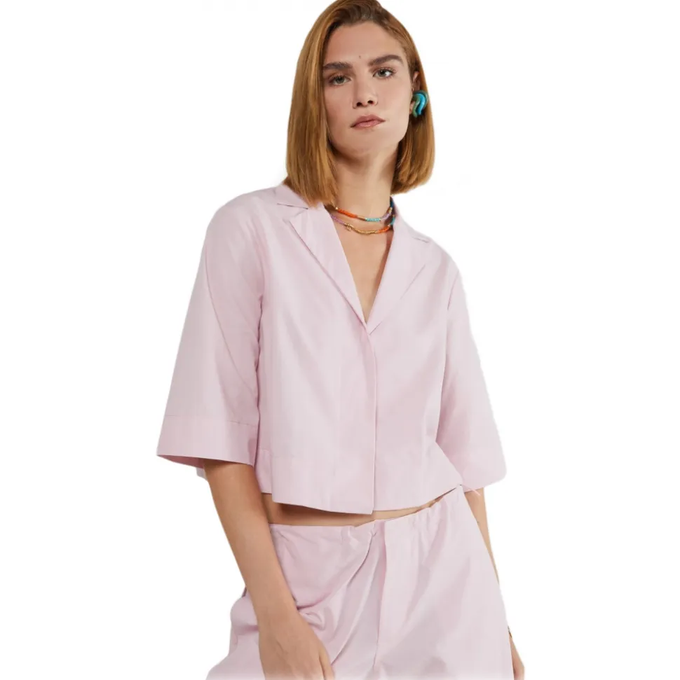 Ottod'Ame - Cropped Shirt in Cotton Poplin - Pink - Shirt - Luxury Exclusive Collection - Avvenice