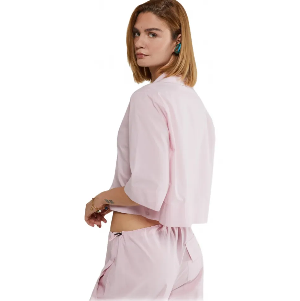 Ottod'Ame - Cropped Shirt in Cotton Poplin - Pink - Shirt - Luxury Exclusive Collection - Avvenice
