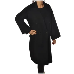 Ottod'Ame - Double Breasted Coat - Black - Jacket - Luxury Exclusive Collection - Avvenice