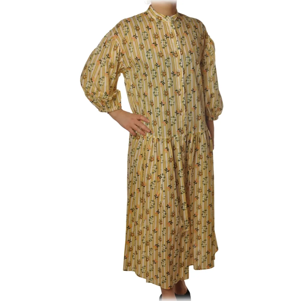Ottod'Ame - Dress Floreal Pattern - Yellow - Dresses - Luxury Exclusive Collection - Avvenice