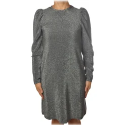 Ottod'Ame - Dress with Puff Sleeves Lurex Effect - Grey - Dresses - Luxury Exclusive Collection - Avvenice