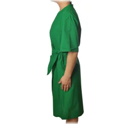 Ottod'Ame - Dress With V Collar - Green - Dresses - Luxury Exclusive Collection - Avvenice