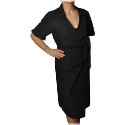 Ottod'Ame - Dress With V Collar - Black - Dresses - Luxury Exclusive Collection - Avvenice