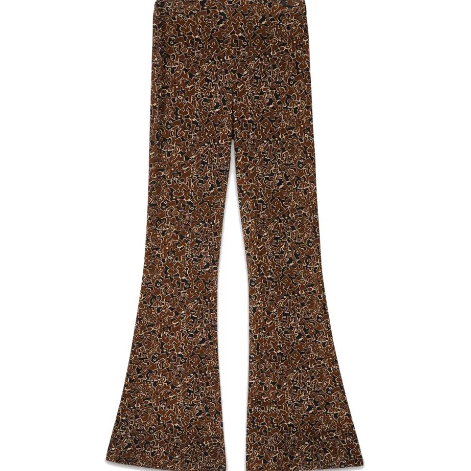 Ottod'Ame - Elasticised Trousers in Abstract Fantasy - Brown - Trousers - Luxury Exclusive Collection - Avvenice