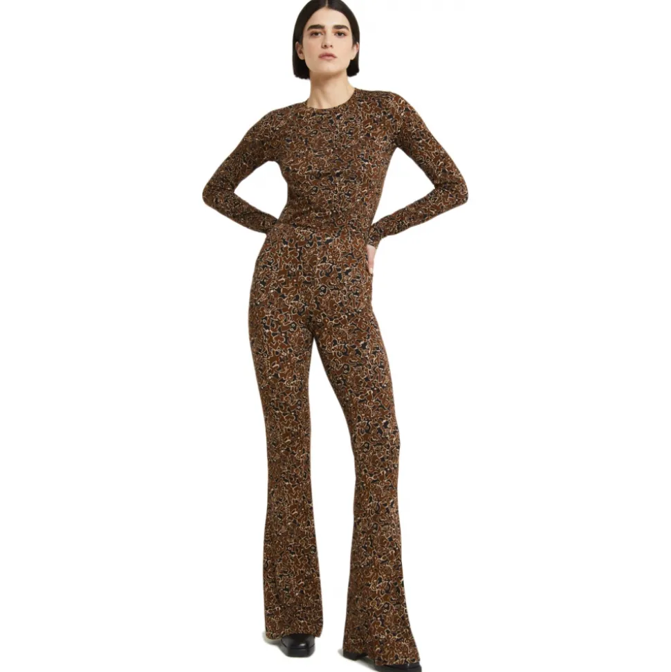 Ottod'Ame - Elasticised Trousers in Abstract Fantasy - Brown - Trousers - Luxury Exclusive Collection - Avvenice