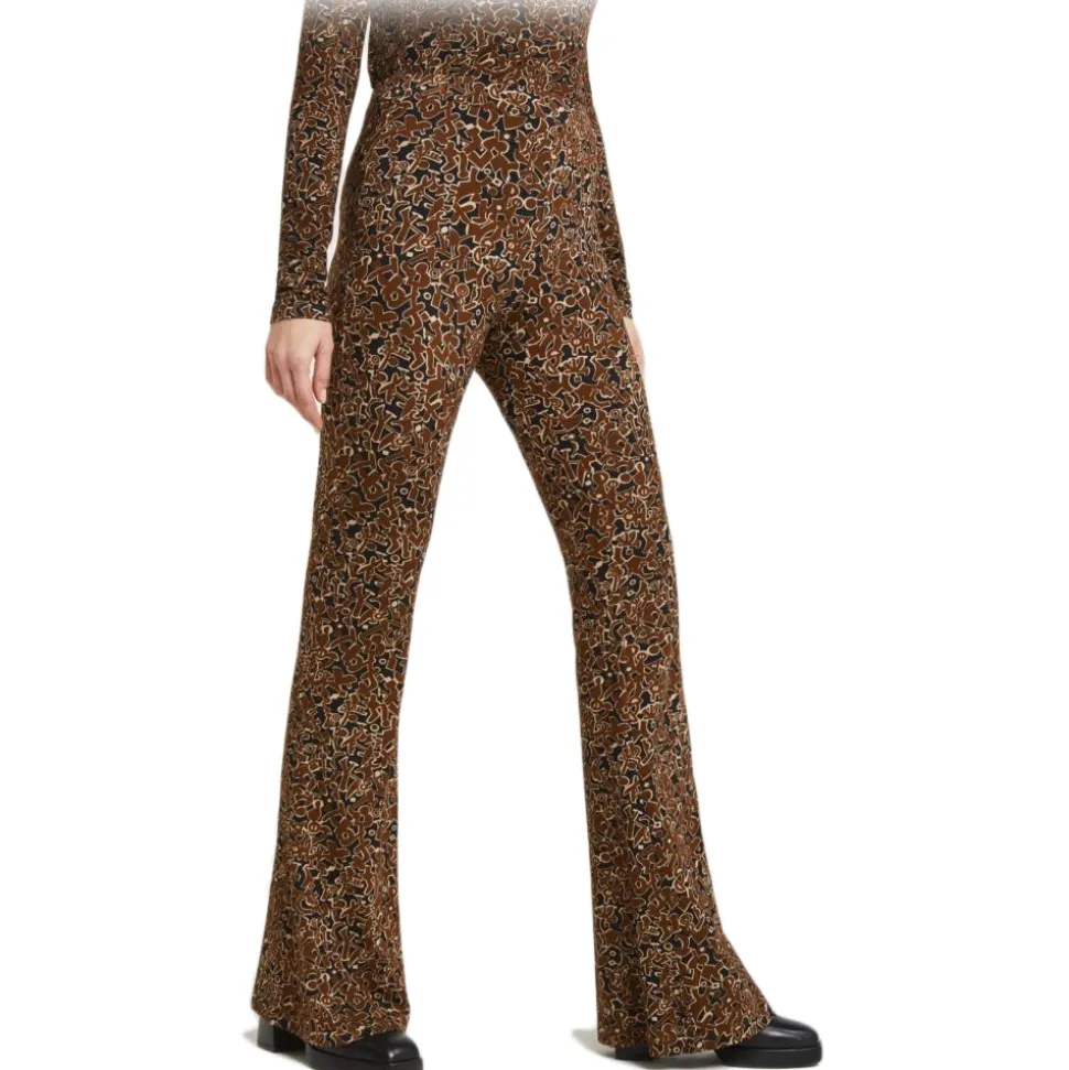 Ottod'Ame - Elasticised Trousers in Abstract Fantasy - Brown - Trousers - Luxury Exclusive Collection - Avvenice