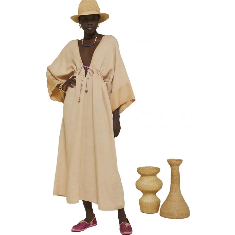 Ottod'Ame - Empire Fit Linen Dress - Nude - Dresses - Luxury Exclusive Collection - Avvenice