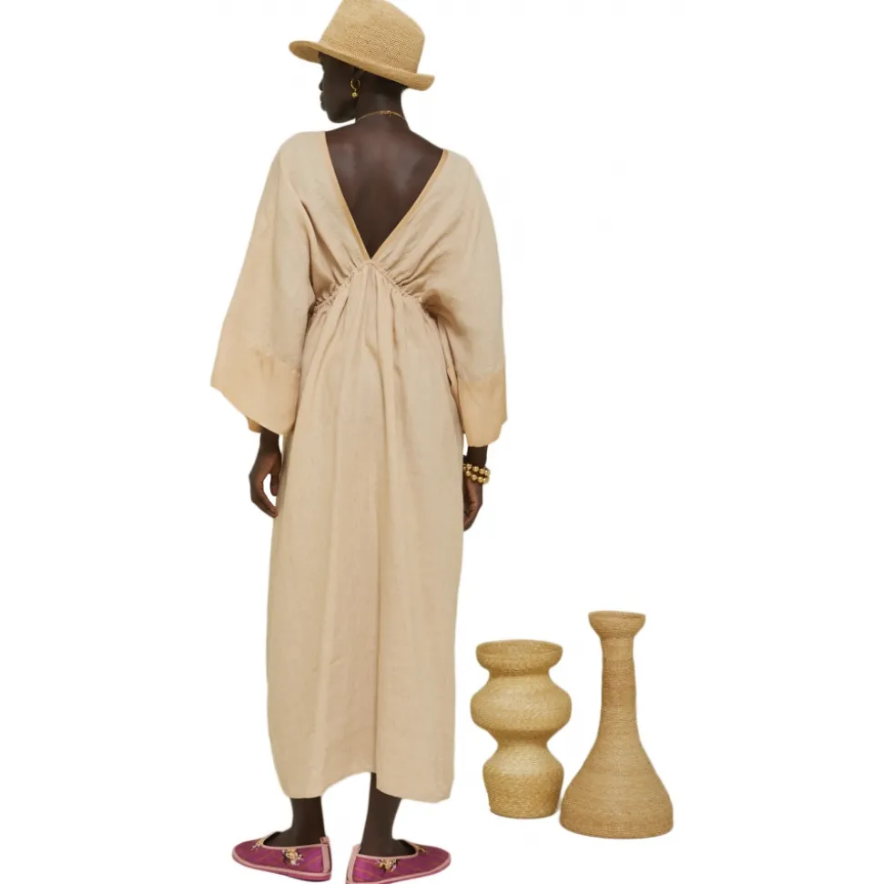 Ottod'Ame - Empire Fit Linen Dress - Nude - Dresses - Luxury Exclusive Collection - Avvenice