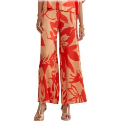 Ottod'Ame - Floral Patterned Viscose Trousers - Beige/Red - Trousers - Luxury Exclusive Collection - Avvenice