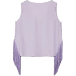 Ottod'Ame - Fringed Soft Tank Top Blouse - Lilac - Shirt - Luxury Exclusive Collection - Avvenice