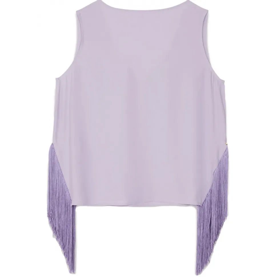 Ottod'Ame - Fringed Soft Tank Top Blouse - Lilac - Shirt - Luxury Exclusive Collection - Avvenice