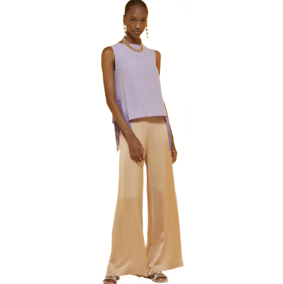 Ottod'Ame - Fringed Soft Tank Top Blouse - Lilac - Shirt - Luxury Exclusive Collection - Avvenice