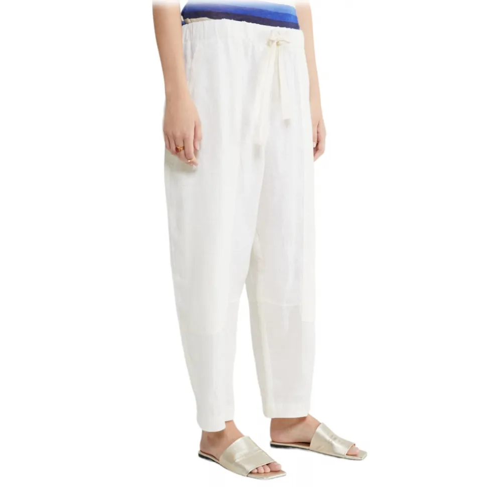 Ottod'Ame - Linen Trousers with Elastic Waistband - White - Trousers - Luxury Exclusive Collection - Avvenice