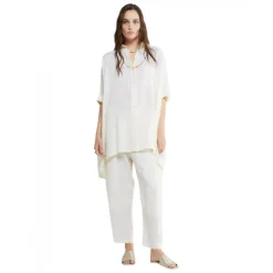 Ottod'Ame - Linen Trousers with Elastic Waistband - White - Trousers - Luxury Exclusive Collection - Avvenice