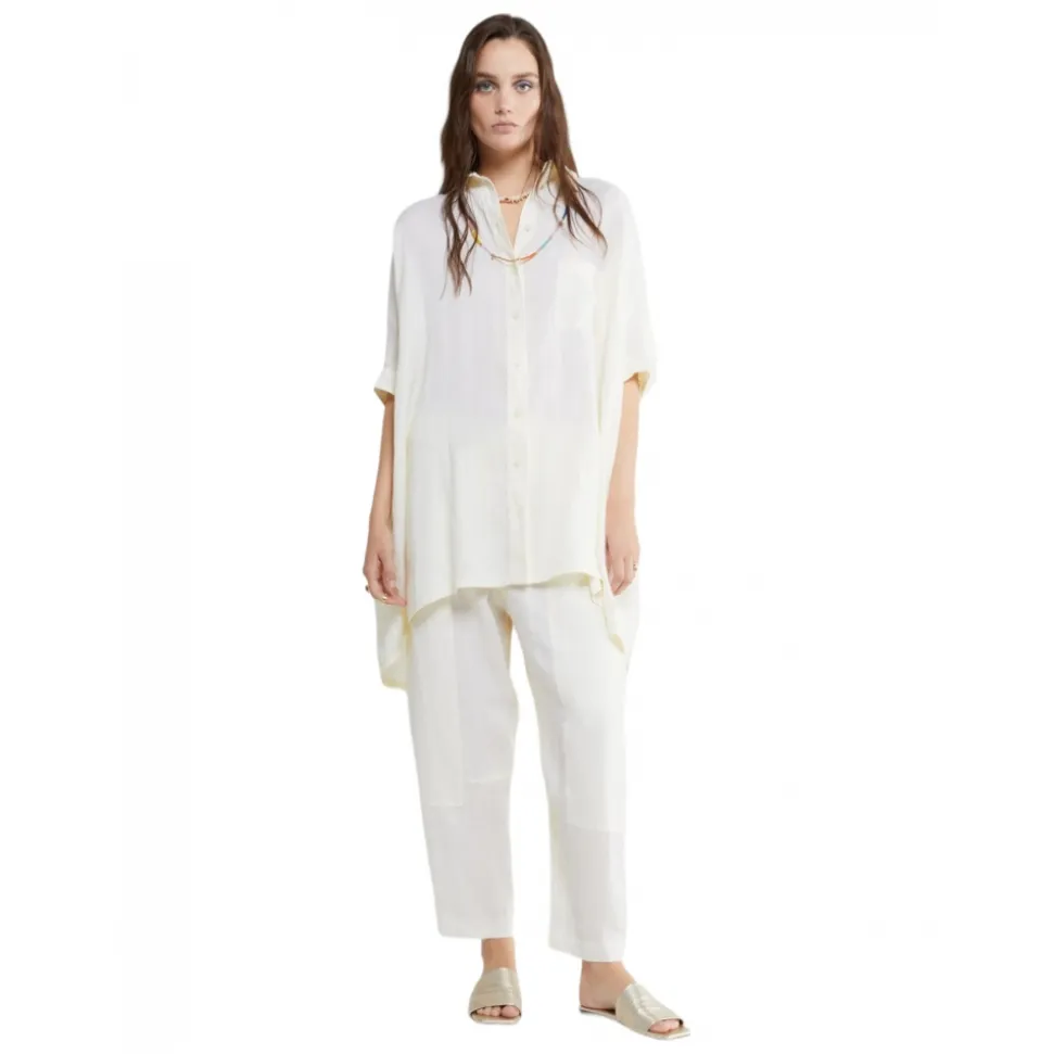 Ottod'Ame - Linen Trousers with Elastic Waistband - White - Trousers - Luxury Exclusive Collection - Avvenice