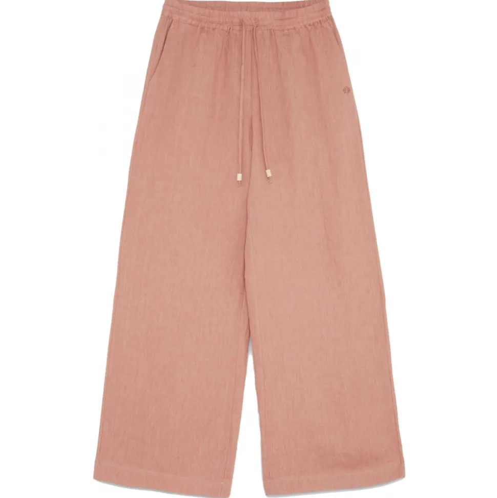 Ottod'Ame - Linen Wide Leg Trousers - Pink - Trousers - Luxury Exclusive Collection - Avvenice