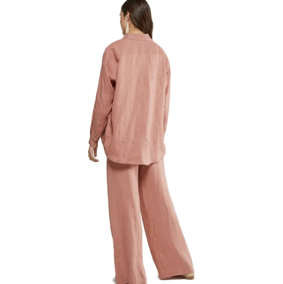 Ottod'Ame - Linen Wide Leg Trousers - Pink - Trousers - Luxury Exclusive Collection - Avvenice