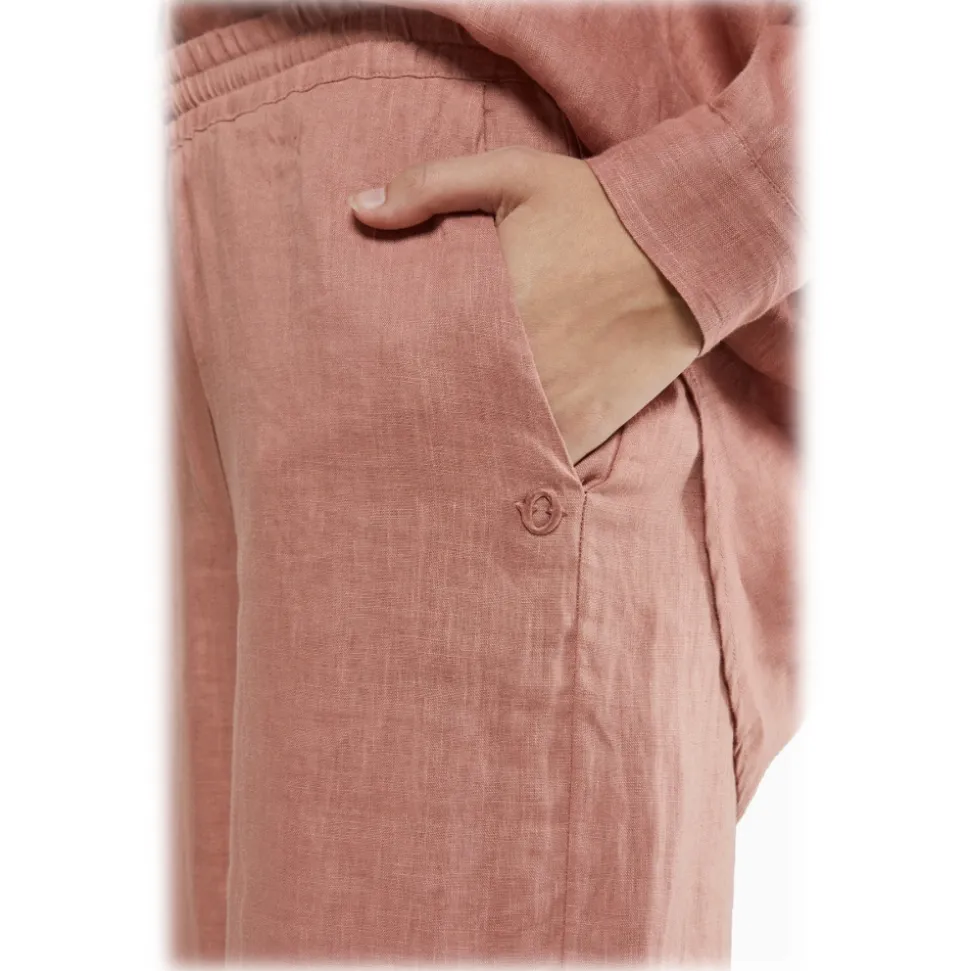 Ottod'Ame - Linen Wide Leg Trousers - Pink - Trousers - Luxury Exclusive Collection - Avvenice