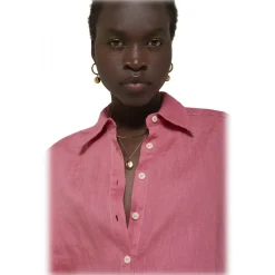 Ottod'Ame - Linen Wide Pattern Shirt - Pink - Shirt - Luxury Exclusive Collection - Avvenice