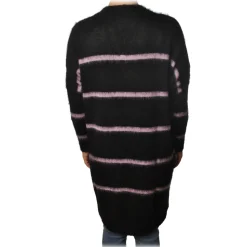 Ottod'Ame - Long Cardigan in Striped Pattern - Black/Lilac - Sweater - Luxury Exclusive Collection - Avvenice